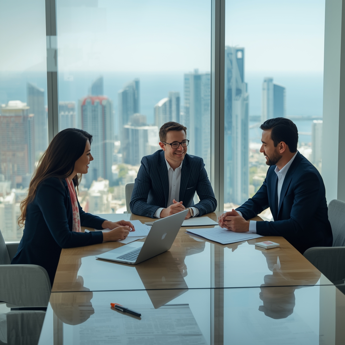 Bureau moderne à Tel Aviv. Le couple se prépare à acheter en Israël
