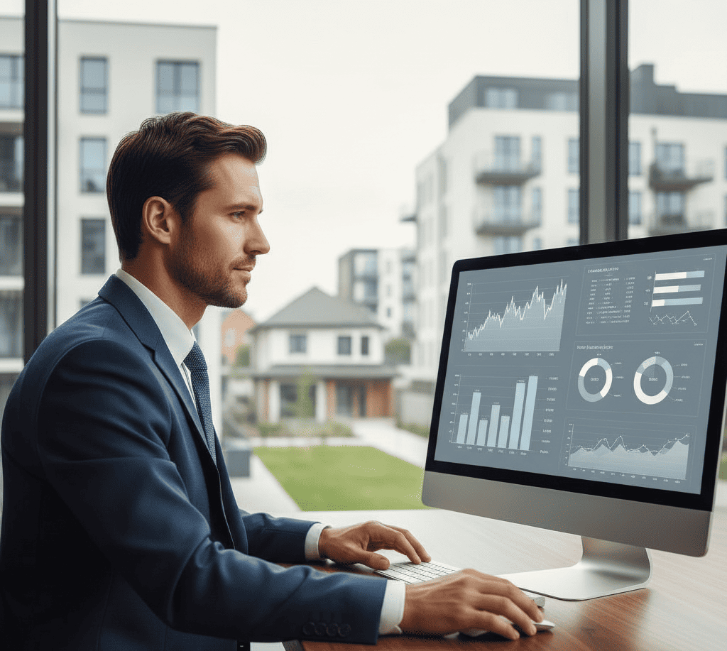 Homme devant son ordinateur essayant de comprendre le fonctionnement du prêt de trésorerie hypothécaire.