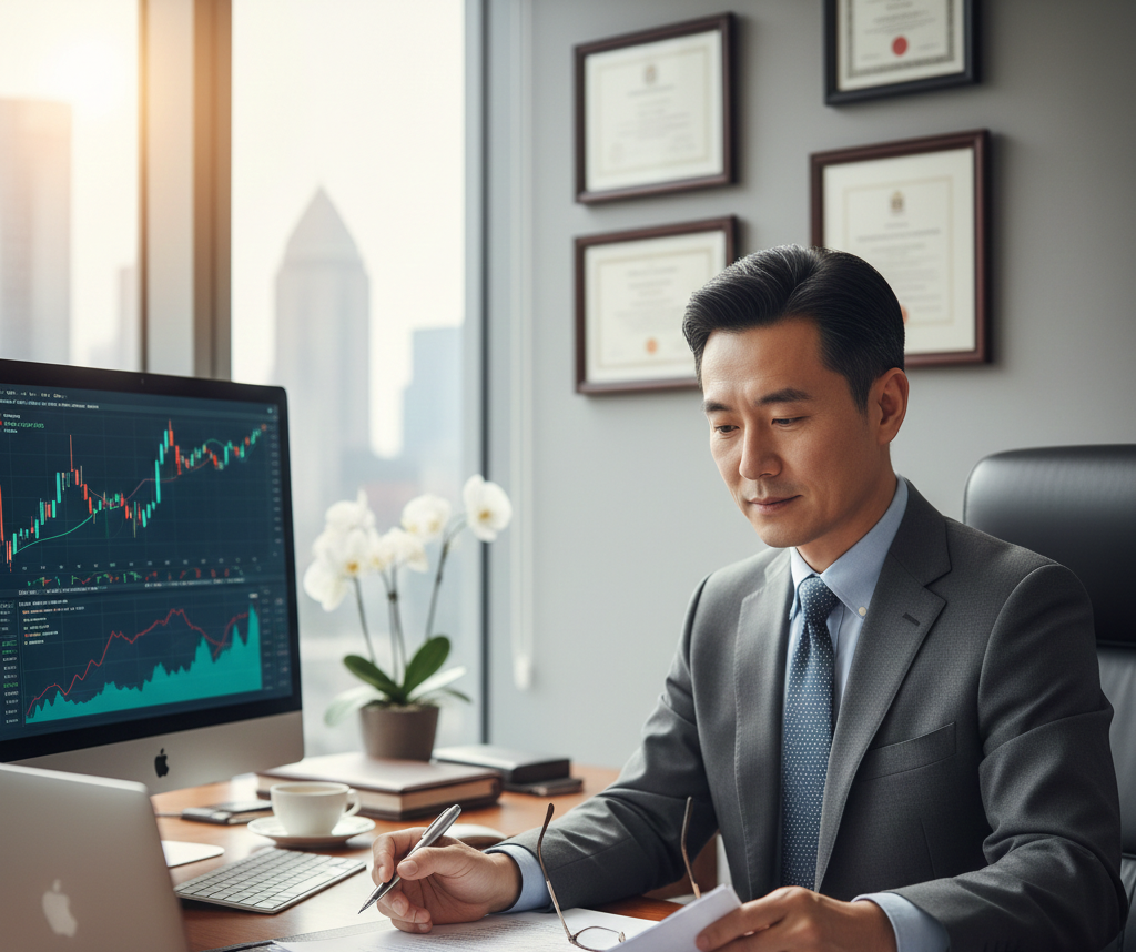 Investisseur analysant une offre de prêt hypothécaire , ambiance professionnelle