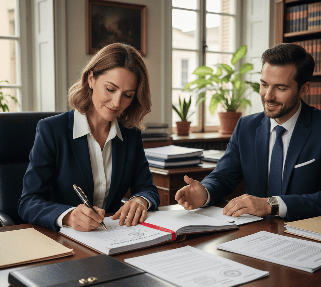 Personne signant un contrat de prêt hypothécaire pour régler une soulte suite à un partage