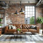 Photo d'un salon après rénovation d'un local industriel en loft. Illustrant l'utilisation du prêt hypothécaire dans l'upcycling immobilier.
