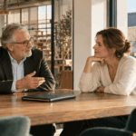 Un dirigeant échange avec sa fille au sujet de la transmission de leur entreprise.